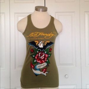 Brand new with tags Ed Hardy tank Army green.